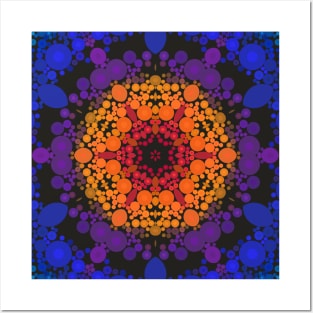 Dot Mandala Flower Yellow Purple and Blue Posters and Art